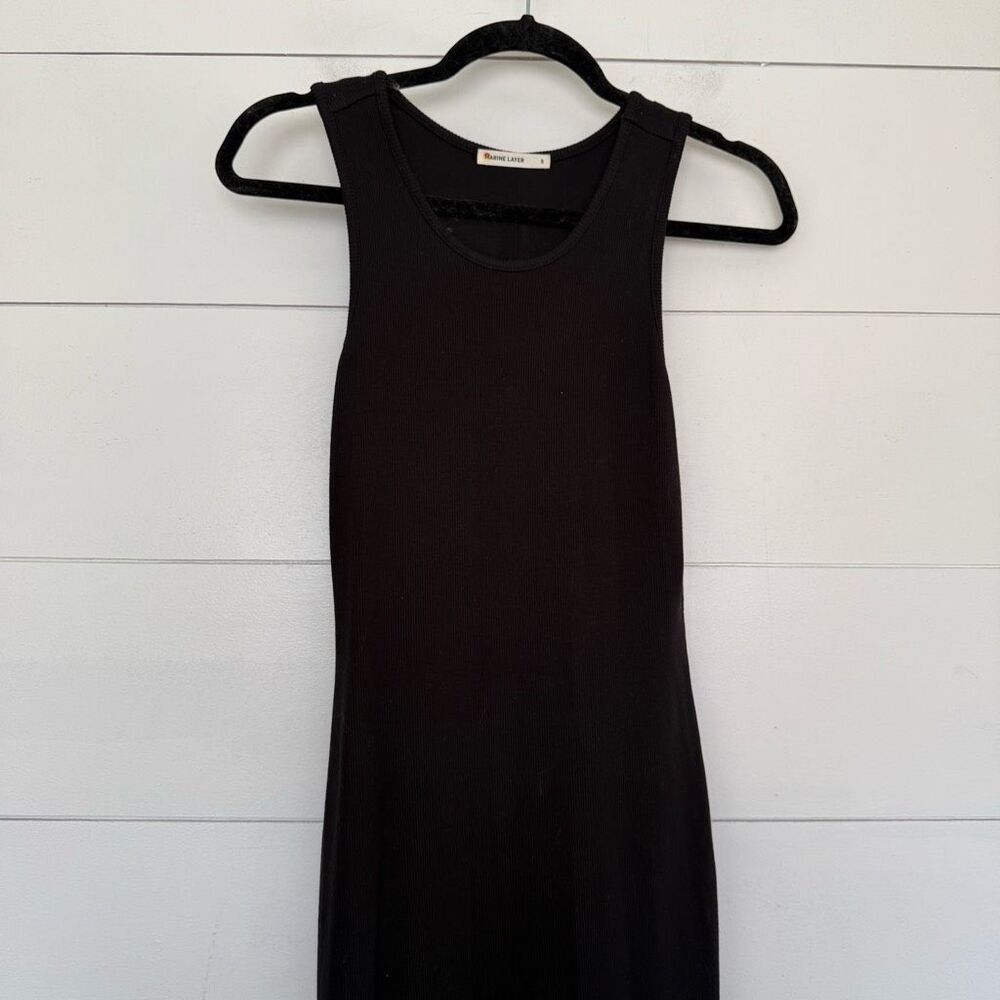 Marine Layer Women’s Small Black Lexi Ribbed Midi Dress Black